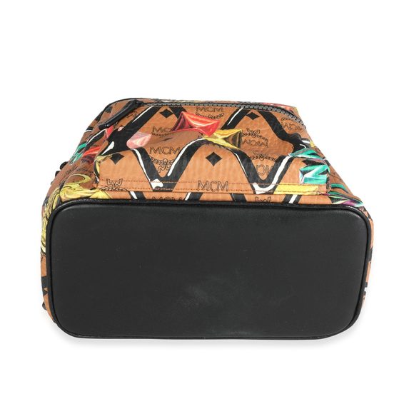 MCM Cognac Visetos & Rombi Lion Motif Small Stark Backpack - Picture 4 of 7